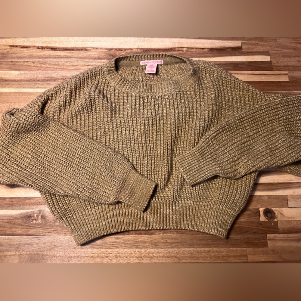 Urban Outfitters Cropped Brown Boho Sweater Size Small